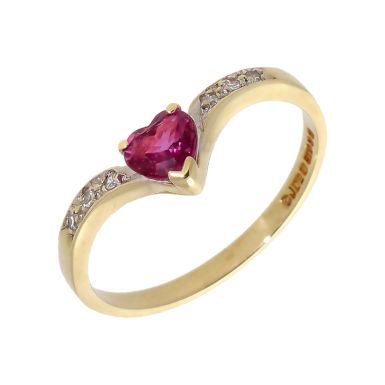 Pre-Owned 9ct Gold Pink Sapphire Heart Dress Ring