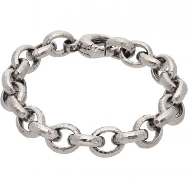 Pre-Owned 14ct White Gold 8 Inch Hollow Belcher Bracelet