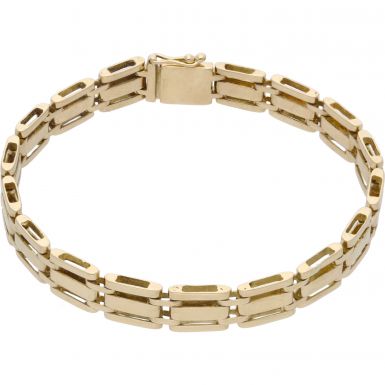 Pre-Owned 14ct Yellow Gold 8 Inch 3 Bar Gate Style Bracelet