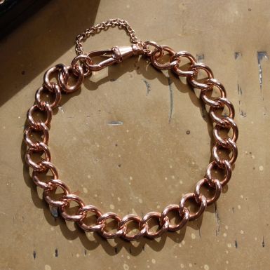 Pre-Owned Vintage Style 9ct Rose Gold Curb Link Bracelet
