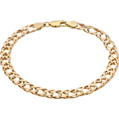 Pre-Owned 9ct Yellow Gold 8.75 Inch Double Curb Bracelet