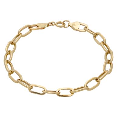 Pre-Owned 9ct Yellow Gold 9 Inch Flat Paper Link Style Bracelet