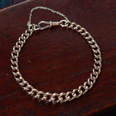Pre-Owned Vintage Style 9ct Gold Graduated Albert Link Bracelet