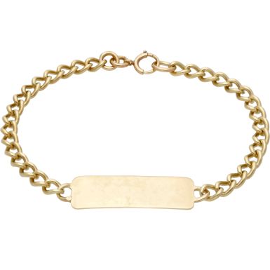 Pre-Owned 9ct Gold 9.25 Inch Curb Link Identity Bar Bracelet