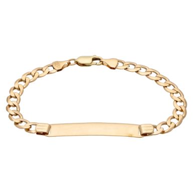 Pre-Owned 9ct Yellow Gold 8 Inch Curb Link Identity Bar Bracelet