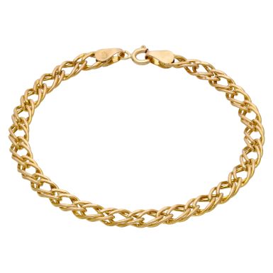 Pre-Owned 9ct Yellow Gold 7.25 Inch Hollow Double Curb Bracelet