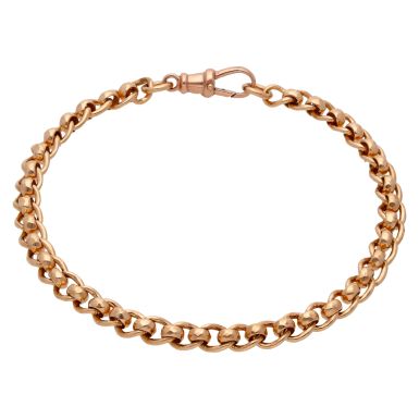 Pre-Owned 9ct Rose Gold 8 Inch Faceted Rollerball Link Bracelet