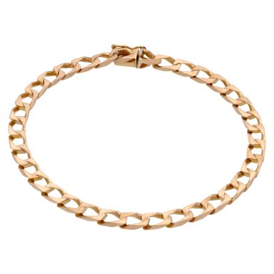 Pre-Owned 9ct Pale Rose Gold 8.25 Inch Square Curb Bracelet
