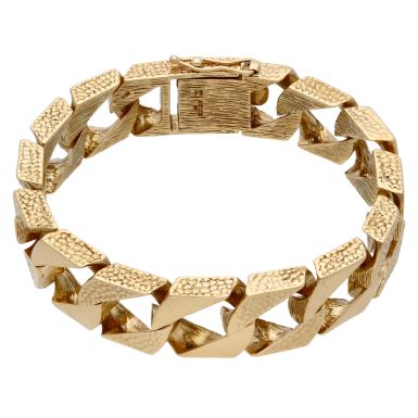 Pre-Owned 9ct Gold 9.5 Inch Heavy Pattern & Polished Curb Bracelet