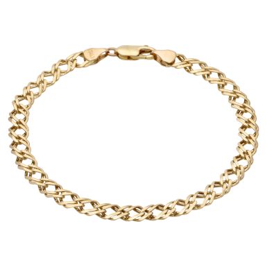 Pre-Owned 9ct Yellow Gold 7.5 Inch Double Curb Bracelet