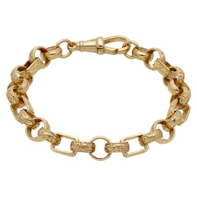 Pre-Owned 9ct Gold 9.5" Patterned Belcher & Bar Link Bracelet