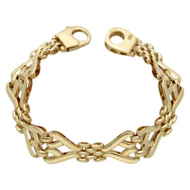 Pre-Owned 9ct Yellow Gold 7.25 Inch Fancy Gate Link Bracelet
