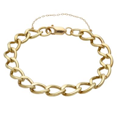 Pre-Owned 9ct Yellow Gold 8 Inch Curb Bracelet & Safety Chain