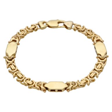 Pre-Owned 9ct Yellow Gold 8 Inch Byzantine & Bar Link Bracelet