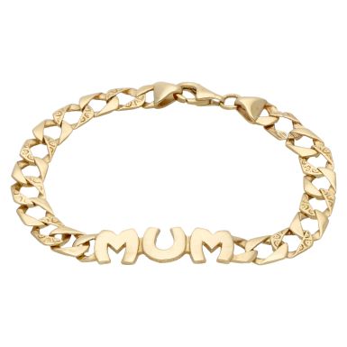 Pre-Owned 9ct Yellow Gold 7 Inch Curb Link Mum Bracelet