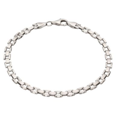 Pre-Owned 9ct White Gold 8 Inch Brick Link Bracelet