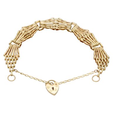 Pre-Owned 9ct Yellow Gold Fan Style Gate Link Bracelet