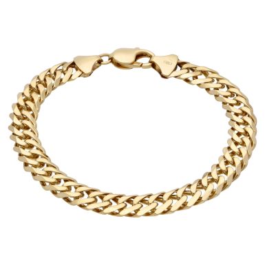 Pre-Owned 9ct Yellow Gold 8.5 Inch Double Curb Bracelet