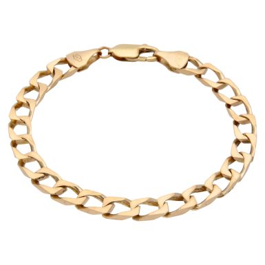 Pre-Owned 9ct Yellow Gold 8.25 Inch Square Curb Bracelet