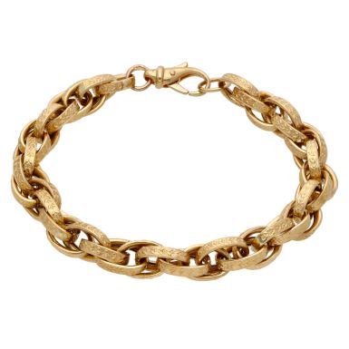 Pre-Owned 9ct Yellow Gold Hollow Patterned P.O.W Link Bracelet