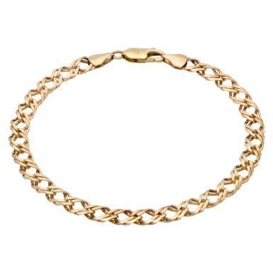 Pre-Owned 9ct Yellow Gold 7.5 Inch Double Curb Bracelet