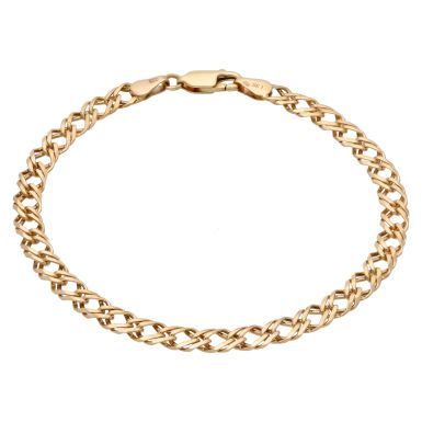 Pre-Owned 9ct Yellow Gold 7.75 Inch Double Curb Bracelet