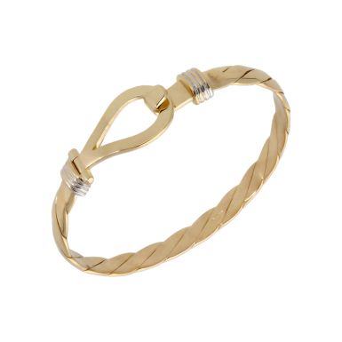 Pre-Owned 9ct Gold Childs Solid Twist Hookover Bangle