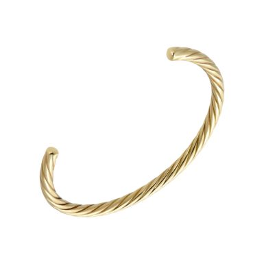 Pre-Owned 9ct Yellow Gold Solid Twist Torque Cuff Bangle