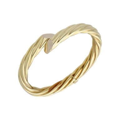 Pre-Owned 9ct Yellow Gold Hinged Chunky Hollow Twist Bangle