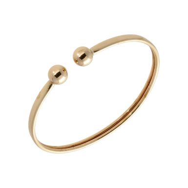 Pre-Owned 9ct Yellow Gold Hollow Ball Torque Bangle