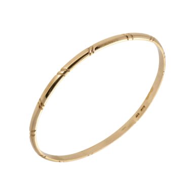 Pre-Owned 9ct Yellow Gold Ridged Push-On Bangle