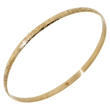 Pre-Owned Vintage 1972 9ct Gold Patterned Push-On Bangle