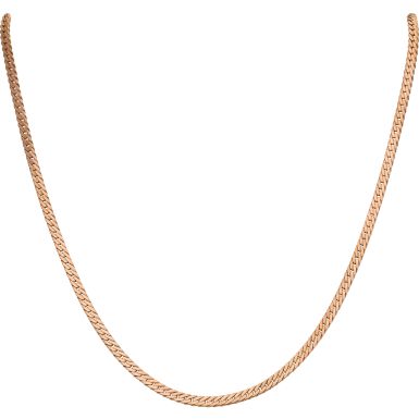 Pre-Owned 9ct Gold Flat Curb Link Herringbone Style Necklet