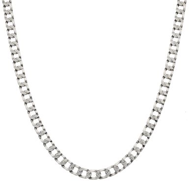 Pre-Owned 9ct White Gold 19 Inch Patterned Curb Chain Necklace