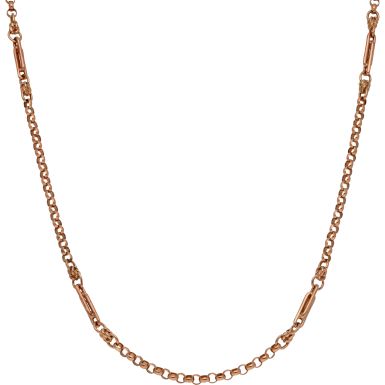Pre-Owned 9ct Rose Gold 20" Bar & Belcher Link Chain Necklace