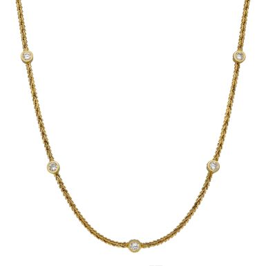 Pre-Owned 14ct Gold 17" Cubic Zirconia Set Fancy Link Necklace