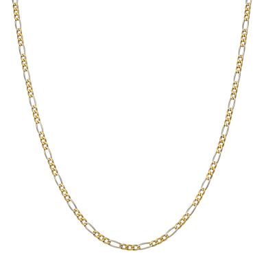 Pre-Owned 18ct Yellow & White Gold 20 Inch Figaro Chain Necklace