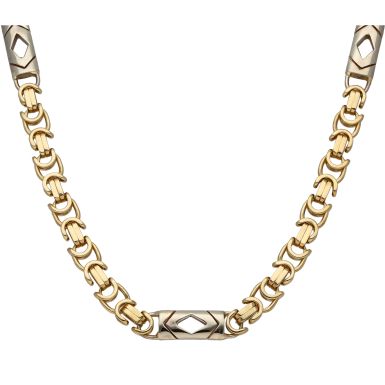 Pre-Owned 9ct Yellow & White Gold Fancy Byzantine Chain Necklace