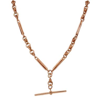 Pre-Owned 9ct Rose Gold 16 Inch Fancy Bar Link T-Bar Necklace