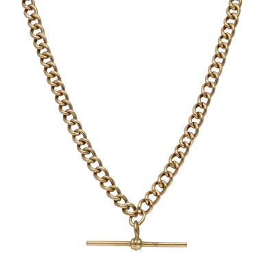Pre-Owned 9cy Gold 17 Inch Curb Link T-Bar Pendant Necklace