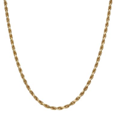 Pre-Owned 9ct Yellow Gold Diamond-Cut Solid Rope Chain Necklace