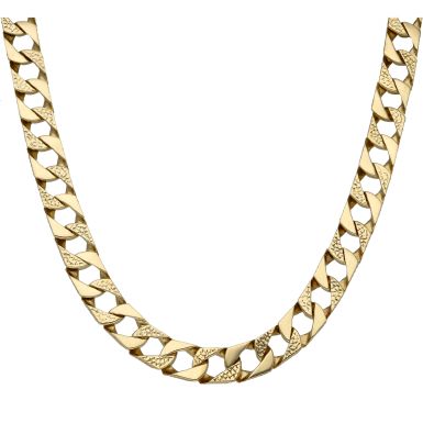 Pre-Owned 9ct Gold 22 Inch Heavy Patterned Curb Chain Necklace