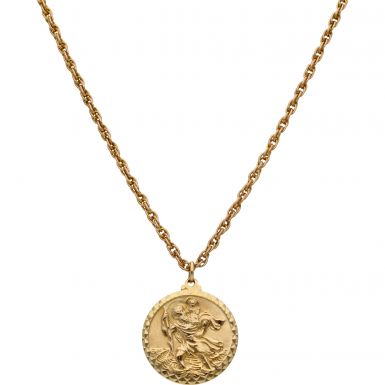 Pre-Owned 9ct Gold St.Christopher Pendant & Chain Necklace