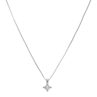 Pre-Owned Platinum Princess Cut Diamond Pendant Necklace