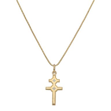 Pre-Owned Gold Diamond Set Caravaca Cross & Chain Necklace