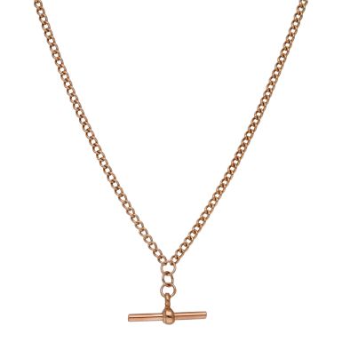 Pre-Owned 9ct Rose Gold Albert Link Chain & T-Bar Pendant