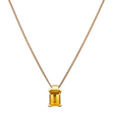 Pre-Owned 9ct Yellow Gold Citrine Pendant & Chain Necklace