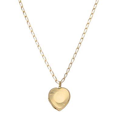 Pre-Owned 9ct Yellow Gold Heart Locket & Chain Necklace
