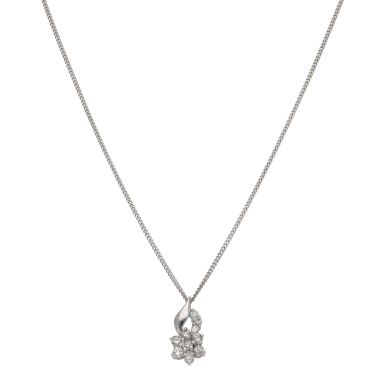 Pre-Owned 18ct White Gold 0.59ct Diamond Flower Cluster Necklace