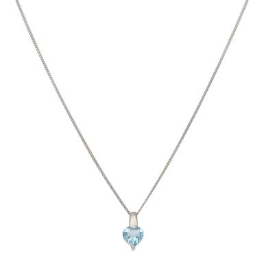 Pre-Owned 9ct White Gold Blue Topaz Pendant Necklace